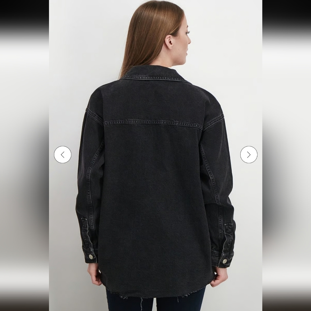 Topshop Charcoal 100% Cotton Denim Shirt Jacket_10 - Picture 2 of 11
